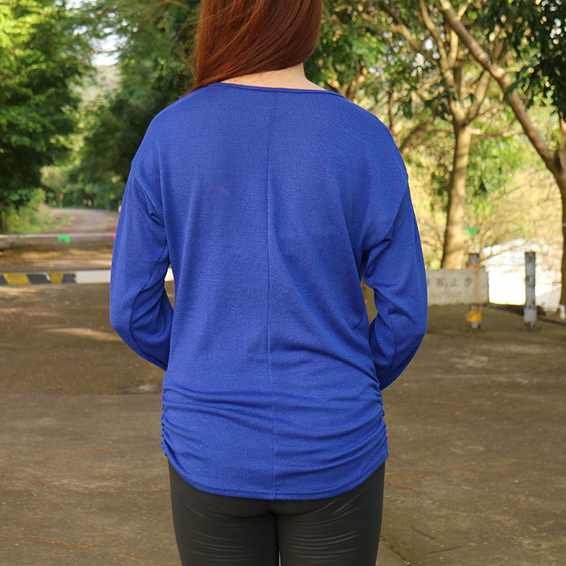 Batwing Sleeve Off Shoulder Loose T Shirt Zipper Detail Casual Style Comfortable Fabric Wholesale Available