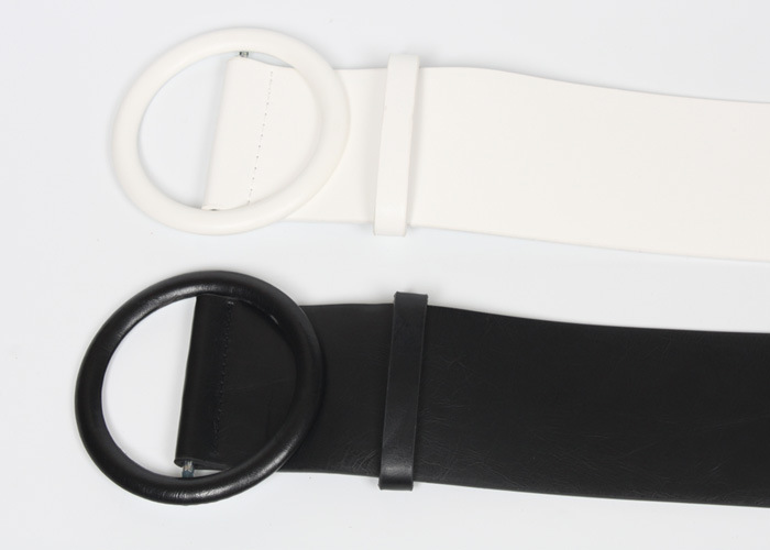 Simple Round Buckle Wide Belt display picture 4