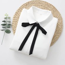 2018新款白色雪纺加绒衬衫女长袖保暖冬韩版学生百搭加厚打底衬衣