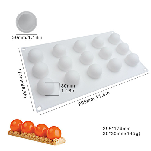 Amazon 15-piece high round ball mousse mold filled chocolate silicone cake mold DIY baking fondant mold