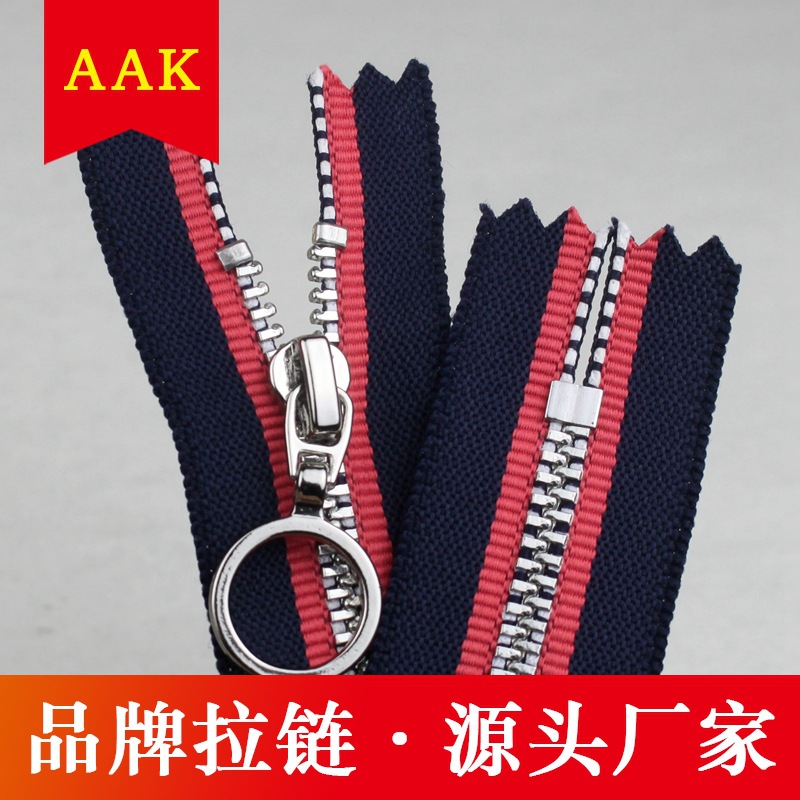 长期供应3#白金两色双色间色布带闭尾3号金属牛仔裤装饰Y牙拉链