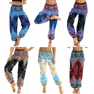 Yoga pants for women Digital print stretch waist Yoga Pants Thailand Nepal travel wide leg pants