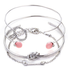 New European and American Cross-border Hand Accessories, Simple and Personalized Knotted Circle Diamond Arrow Four-Piece Set Bracelet and Necklace