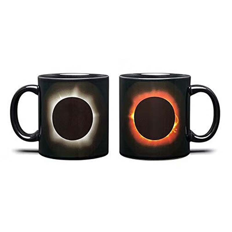 Ceramic Water Cup Thermal Induction Coffee Mug Creative Solar Eclipse Lunar Eclipse Color Changing Cup On Both Sides Of The New
