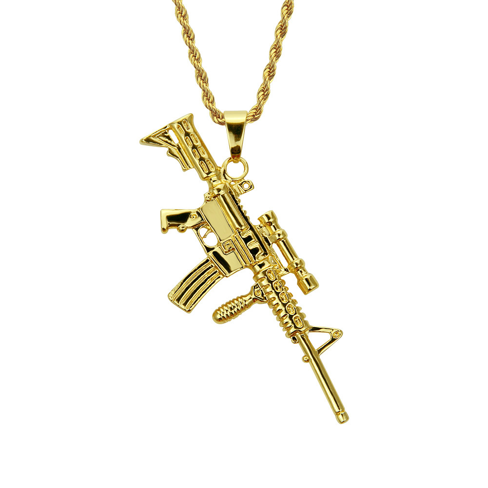 Designer style, personalized and creative machine gun necklace, hip-hop submachine gun necklace, fashionable collarbone chain_voghion.com