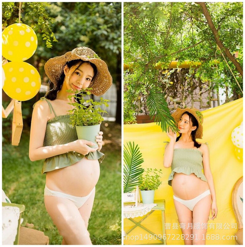 Korean style studio maternity photo clothing cute fresh mummy photo photo photography theme clothing pregnant women Photo Clothing