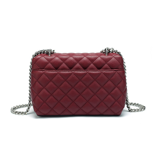 Diamond chain small square bag  new Korean style fashion lock women's bag versatile soft leather shoulder crossbody bag on behalf of