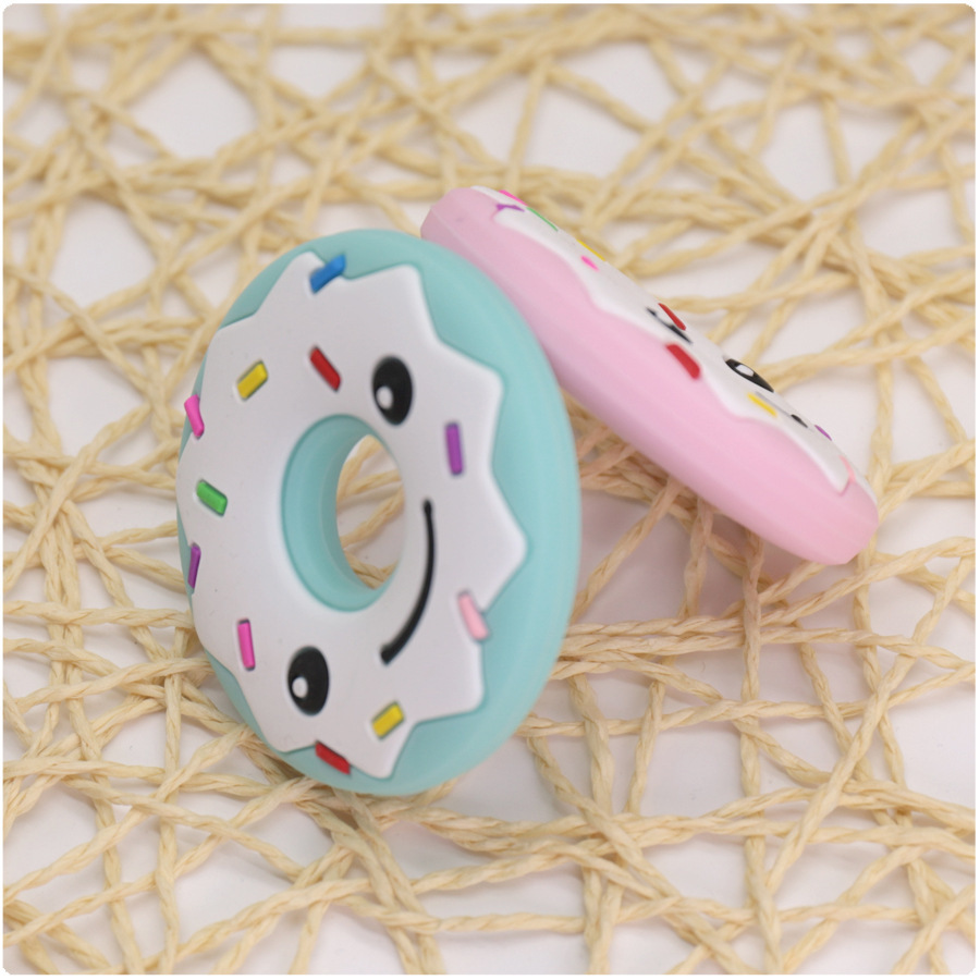 单只装甜甜圈牙胶婴幼儿立体动物牙胶环新生宝宝磨牙棒硅胶固齿器