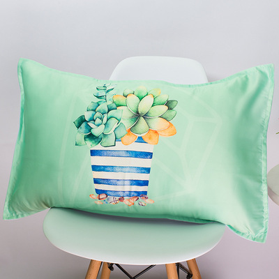 2018 new pattern Succulent printing pillowcase Single Silk like Home Furnishing pillow case 48*74 direct deal