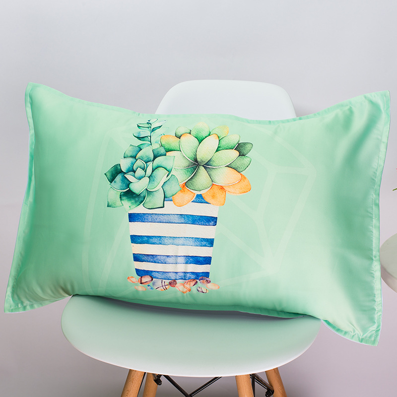 2018 new pattern Succulent printing pillowcase Single Silk like Home Furnishing pillow case 48*74 direct deal