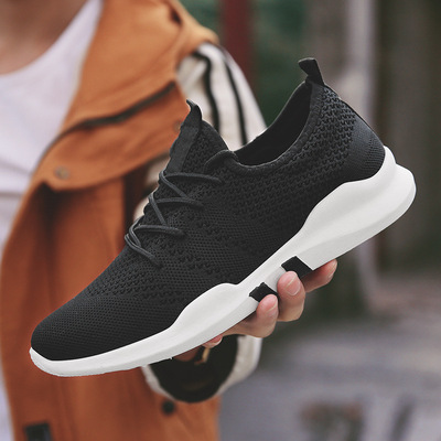 2018秋款男士飛織布休閑鞋韓版男鞋透氣運動鞋潮流跑步鞋單鞋批發