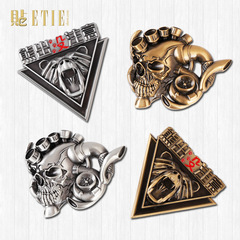 Direct Manufacturer Sale 3D Turbine Skull Head Zinc Alloy Metal Car Emblem Xiong Chumei Zinc Alloy Car Metal Sticker