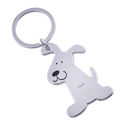 Manufacturer wholesale keychain metal glossy dog ​​simulation pet dog advertising small gifts laser engraving logo pendant