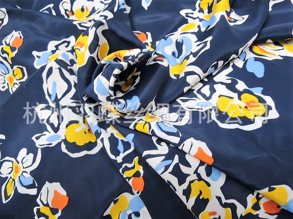 18mm真丝人丝交织双绉 新款交织印花丝绸面料 新款裙子衬衫布料