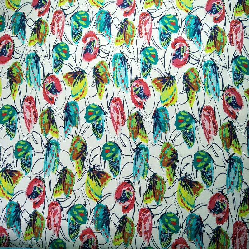 加工定制 新款时尚系列花型 女装夏装 蝴蝶弯豆绿叶