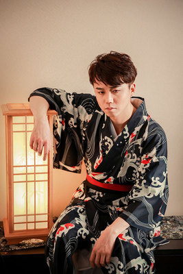 goods in stock kimono formal wear tradition kimono Warrior Koi Warrior kimono suit texture of material Polyester