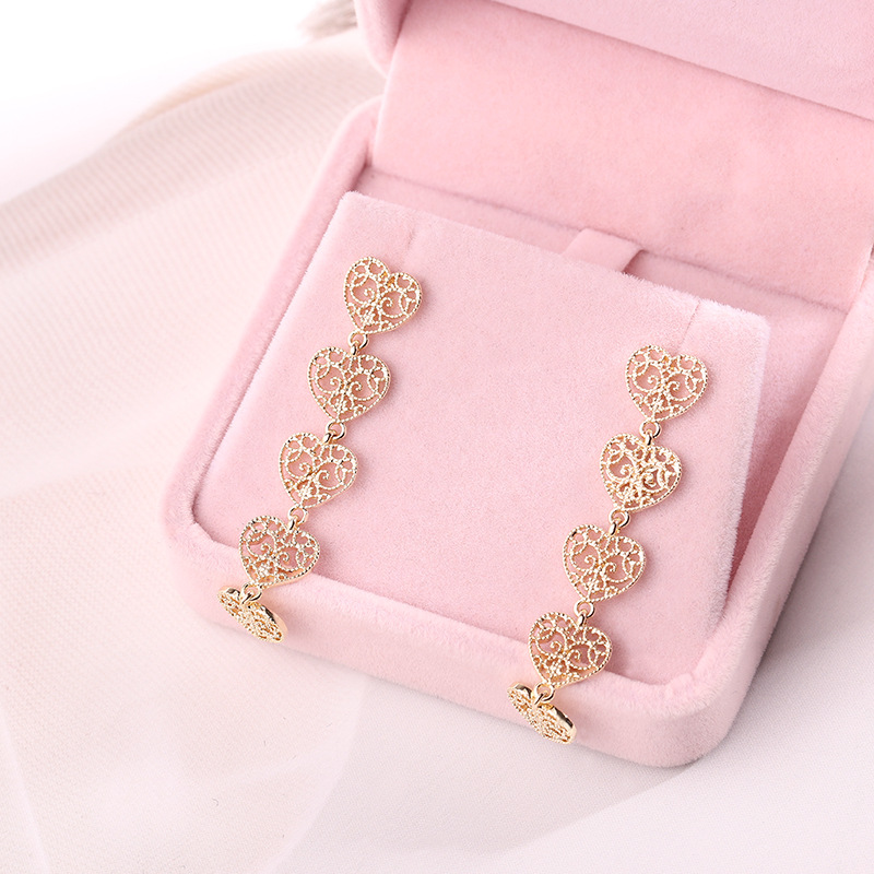厂家批发饰品 韩版时尚女士耳环心形长款耳环 wish爆款耳环耳饰品