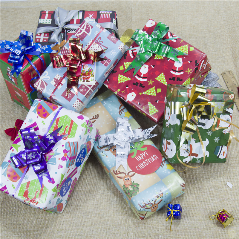 Creativo nuevo colorido navidad año nuevo copo de nieve regalo caja de regalo guirnalda arco cinta flor decorativa