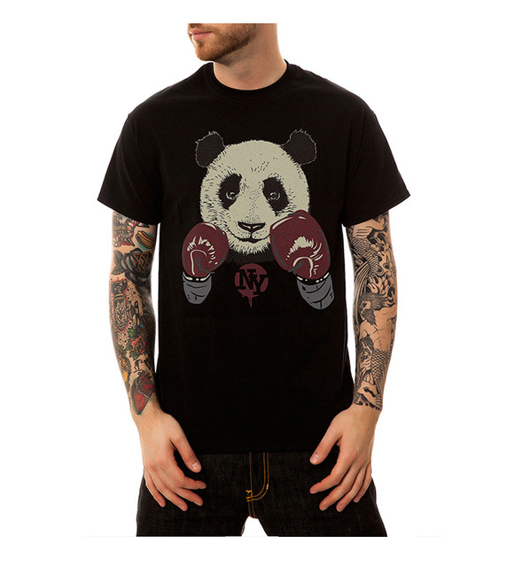 New Summer T-shirt Boxing Panda Printed Short-sleeved Street Top