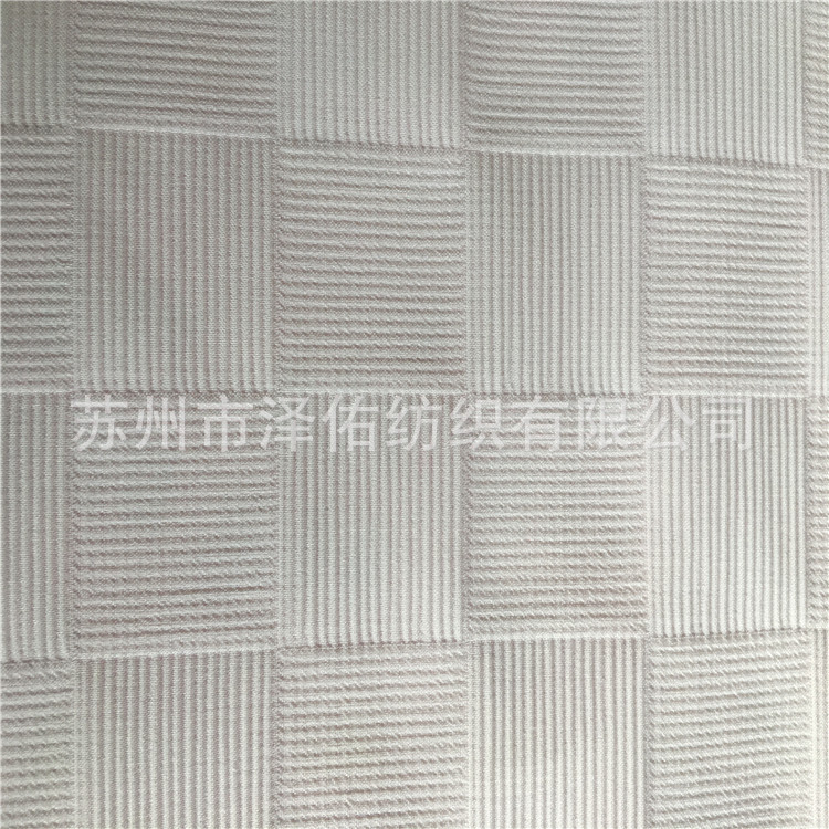 弹力提花方格横竖节格子布 高弹阴阳横竖格子布