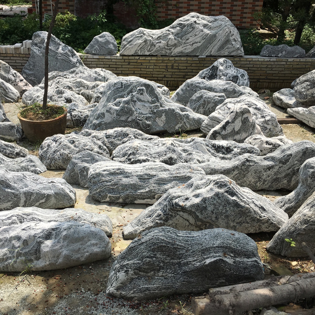 侘寂美学主景石 | 自然风化裂纹肌理 枯山水/茶庭造景核心石-阿里巴巴