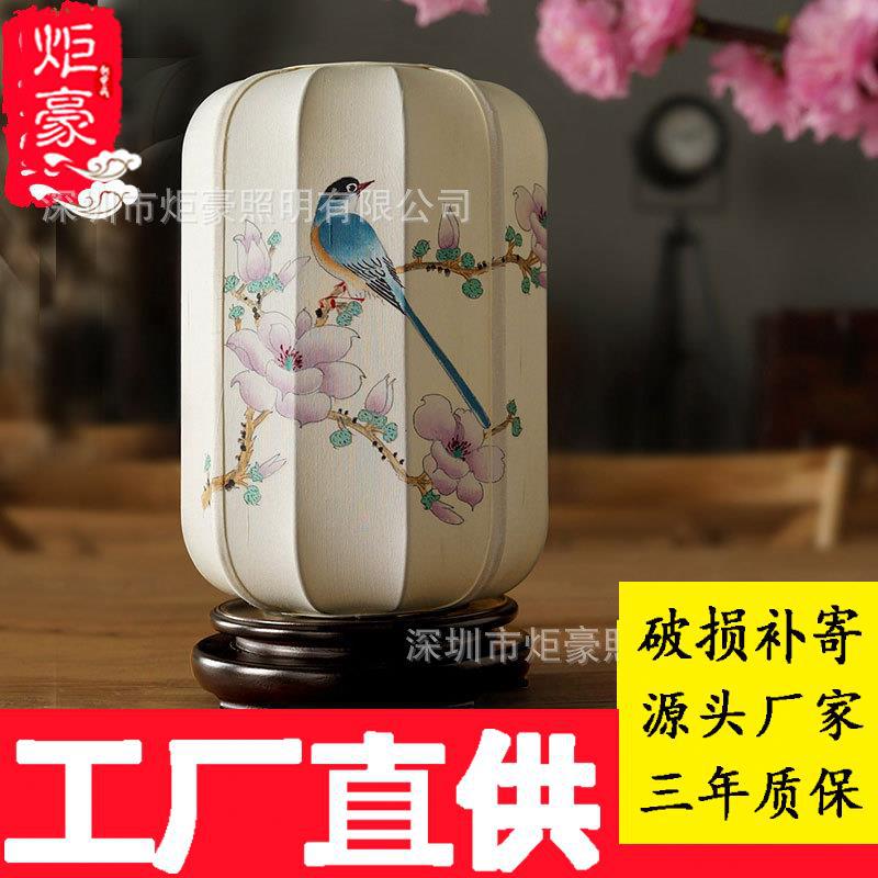 中式台燈手繪柞蠶絲燈飾擺設5折出品古典布藝床頭美家具