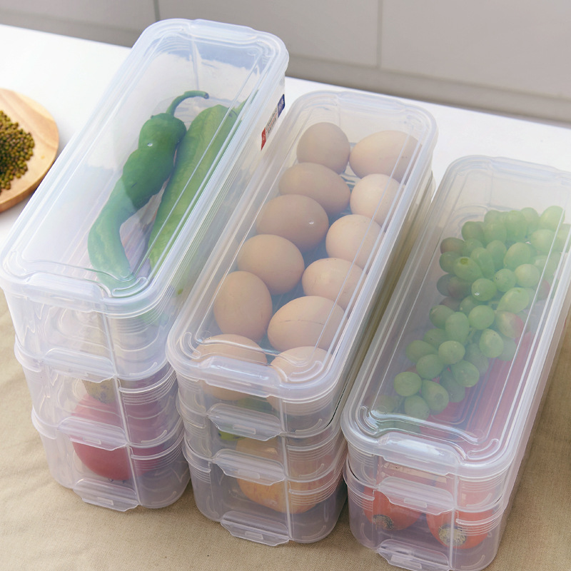 Japanese three layers With cover Superposition Plastic Fresh keeping storage box kitchen Storage box Refrigerator Cold storage egg Dumplings food