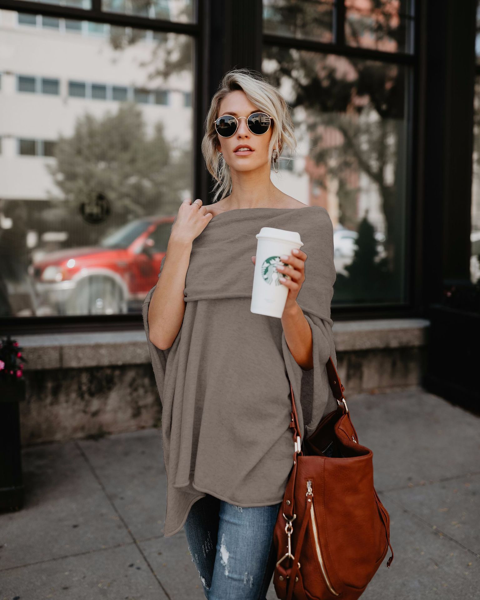 Solir Color One Word Shoulder Long Sleeve T-Shirt NSYF18798