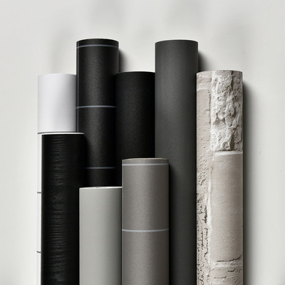 批發自粘牆紙防水灰色純色北歐家具翻新貼紙宿舍臥室溫馨壁紙裝飾