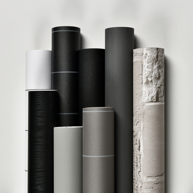 批發自粘牆紙防水灰色純色北歐家具翻新貼紙宿舍臥室溫馨壁紙裝飾