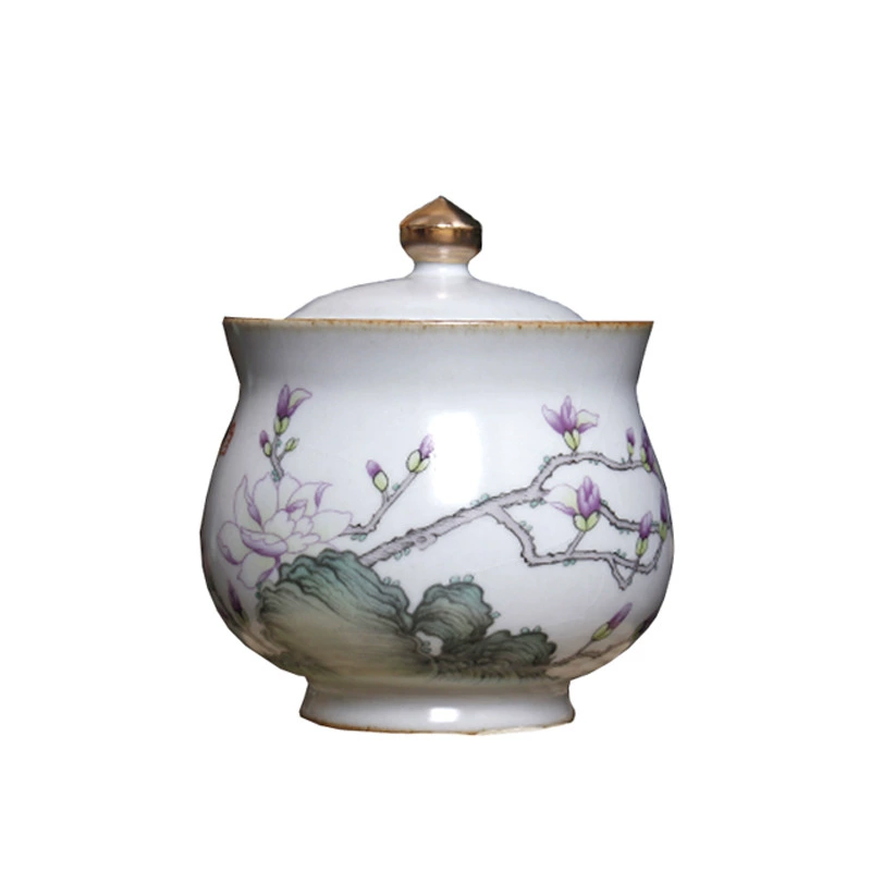 Рисование Jinguan Kiln Tea Tiber Ceramic Ru Kiln Tea Can Open Small Tea Tank Sealing 110g