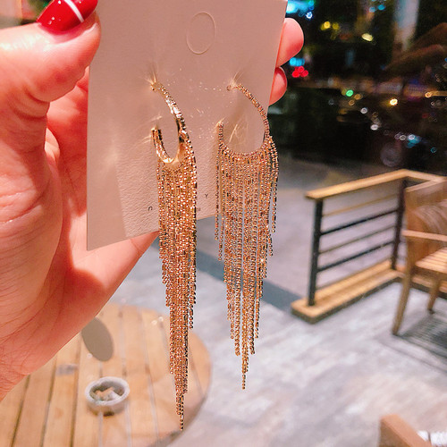 S925 Silver Needles Korean Fashion Earrings for Women Irregular Real Gold Plated Tassel Dramatic Long Drop Earrings Wholesale