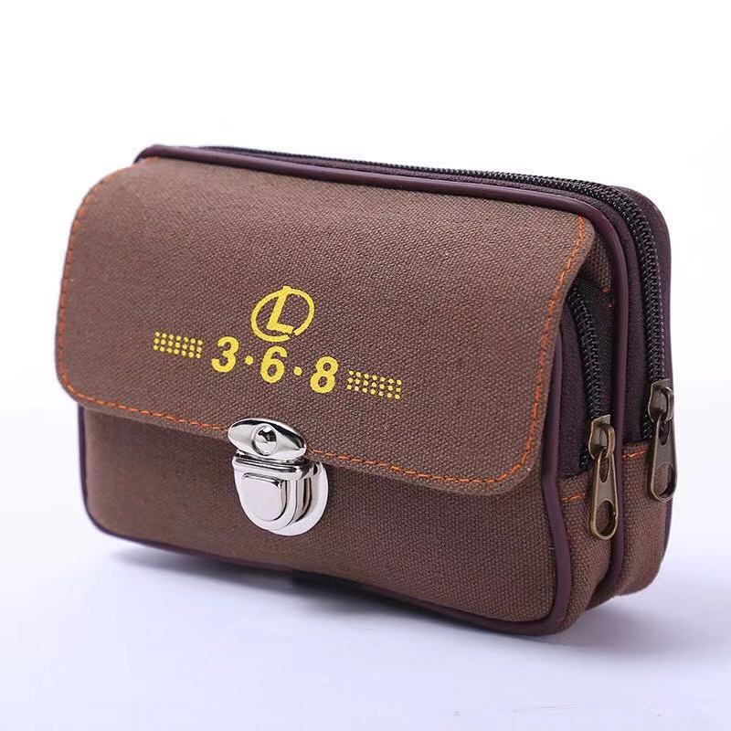 Multi-Function Interlock Horizontal Leisure Hanging Bag Men's Mobile Phone Bag Wear Belt Belt Belt Canvas Wear-Resistant Manufacturers Wholesale undefined