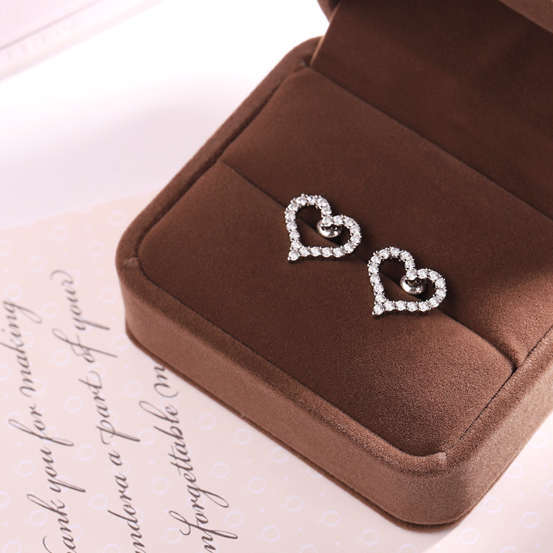 韩国爱心耳钉防过敏耳环耳坠 微镶钻石耳饰 潮流首饰配饰品 批发