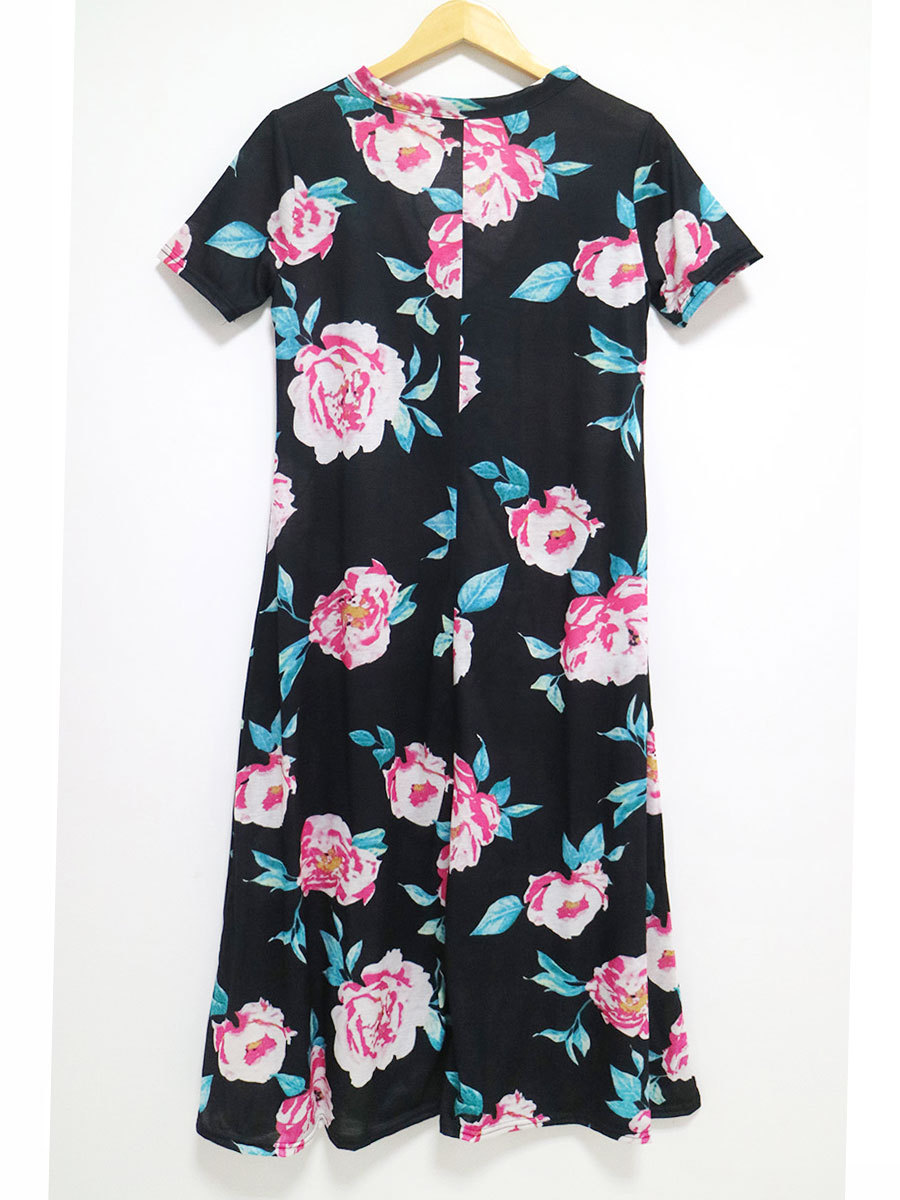 Summer Floral Print Midi Dress Cross Neck Pleated Design Versatile Style Perfect for Casual Outings Wholesale