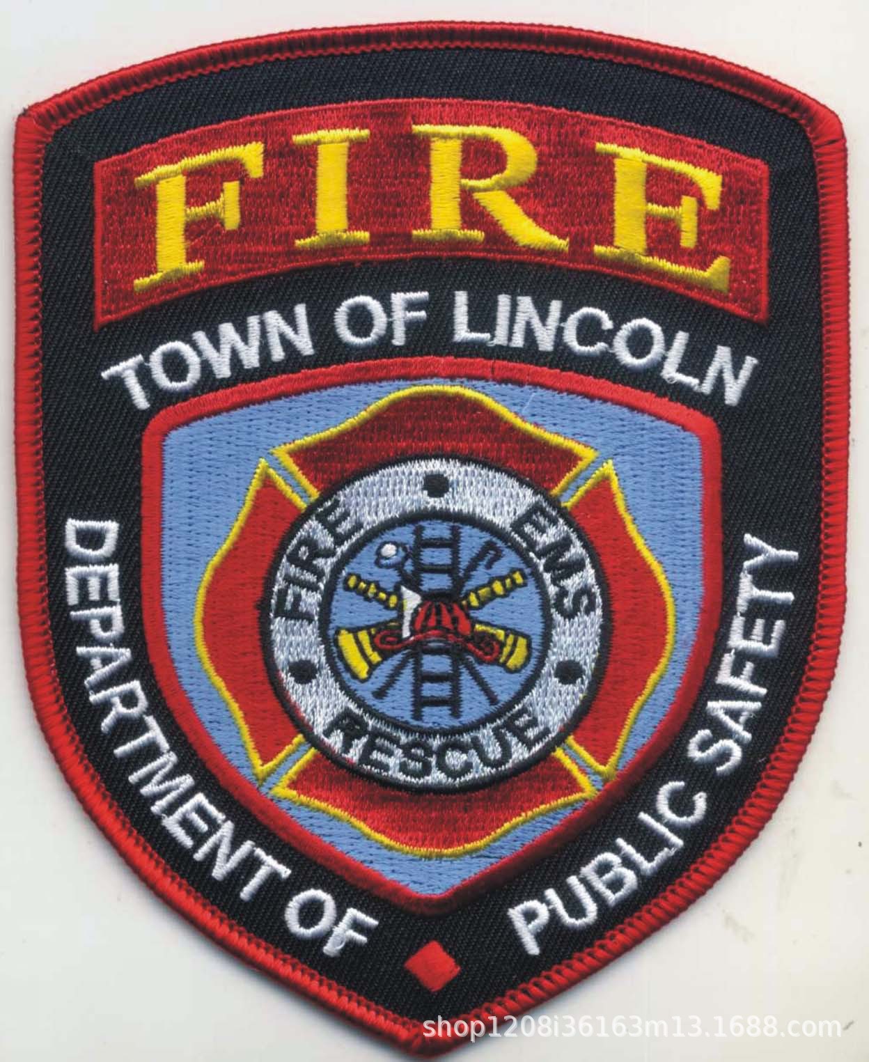 外贸加工火警绣花徽章FIRE POLICE 硬胶绣花章质量保
