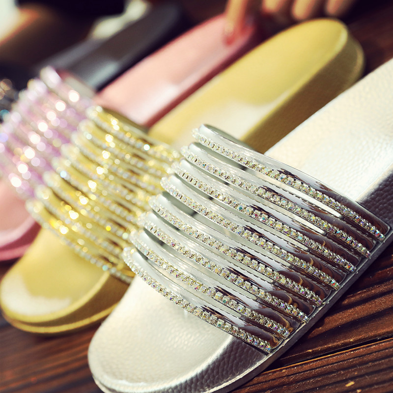 Olesale New Style Ready Stock Cross Border Independent Station Plus Size Craft Hausschuhe Shiny Diamond Sandalen Casual One Line Damen Sandalen_voghion.com