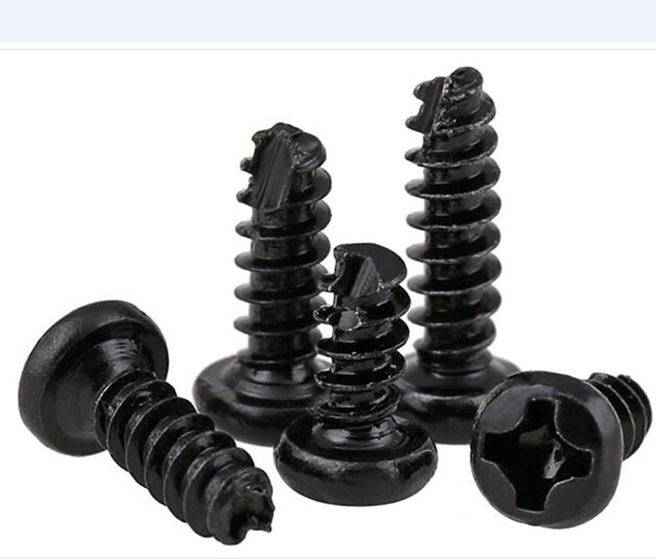 【PA黑色】M1.5M1.6圆头十字自攻螺丝黑色盘头十字自攻尖尾螺丝钉