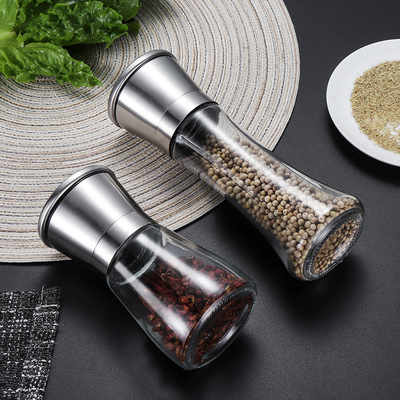 304不锈钢胡椒研磨器家用磨胡椒粉瓶花椒黑胡椒研磨瓶手动调料粉|ru