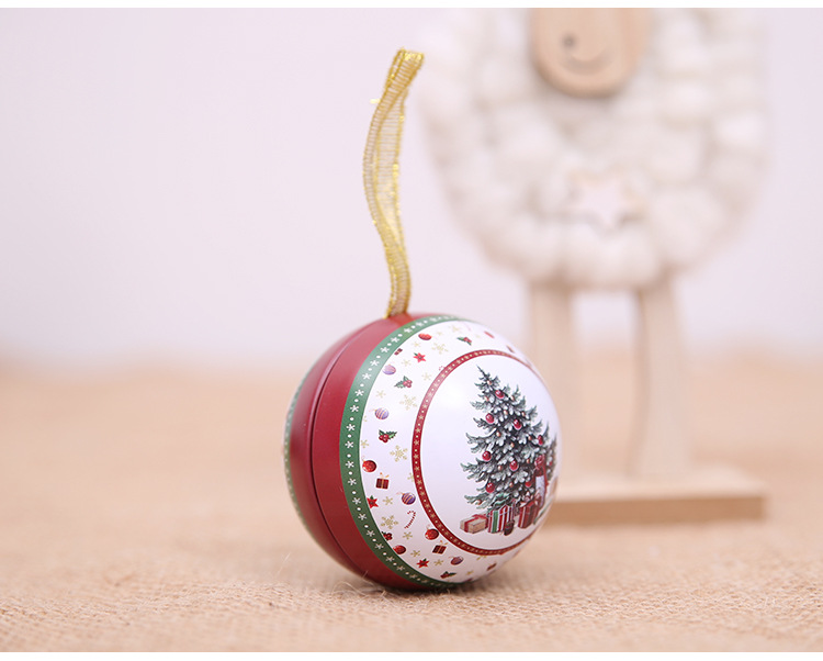 Decorazioni natalizie Scatola di latta natalizia Scatola di caramelle Regalo per bambini Ciondolo a sfera in ferro_voghion.com