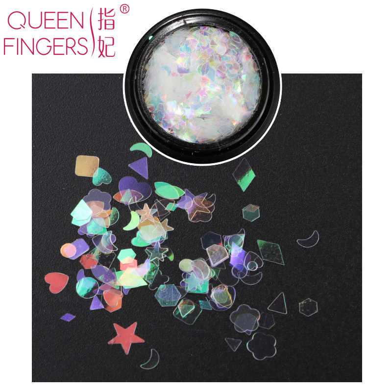 Concubina DIY belleza de uñas colorido amor Luna estrella de cinco puntas Luna lentejuelas mezclado colorido transparente belleza de uñas amor lentejuelas