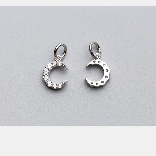 S925 silver electroplated gold micro inlaid sweet moon crescent pendant bracelet pendant DIY jewelry accessories S0503