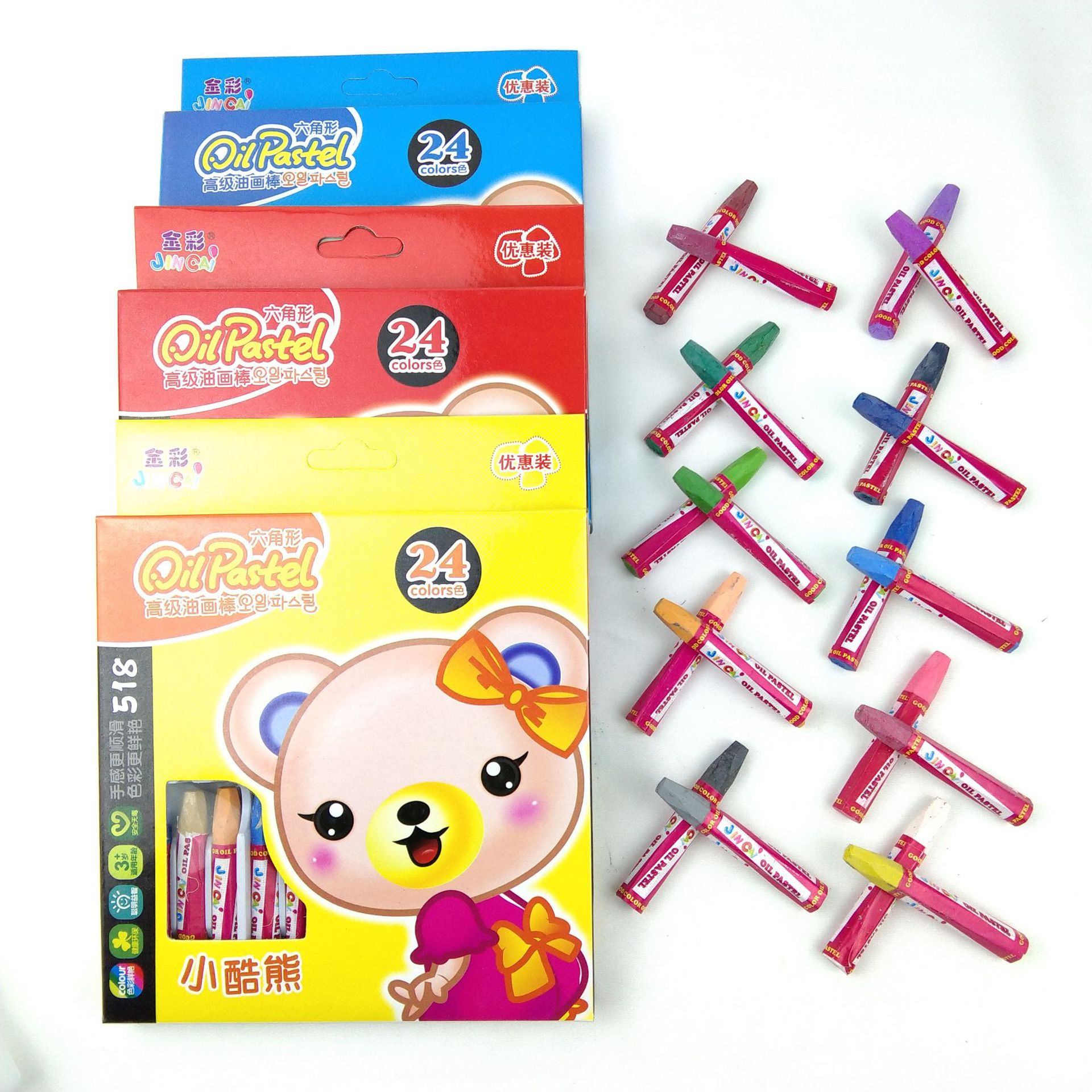 金彩518系列24色油畫棒 六角型炫彩繪畫棒兒童學生繪畫塗鴉蠟筆
