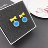 Summer universal earrings with bow with tassels, Korean style, wholesale