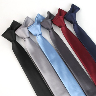 Solid Color Tie 1200 Needle High Density Yarn-dyed 5cm Solid Color Narrow Men's Casual All-match Korean Style Solid Color Tie