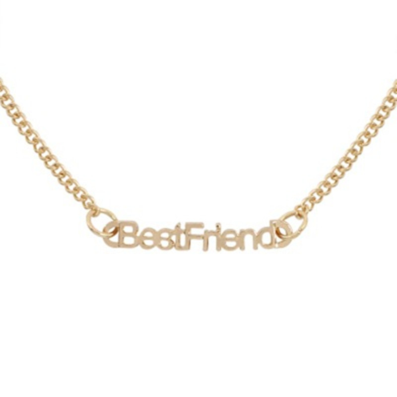 New Fashion Best Friends English Alphabet Necklace Environmental Protection Color Preservation Electroplated Gold Silver Black Clavicle Chain Wholesale display picture 18