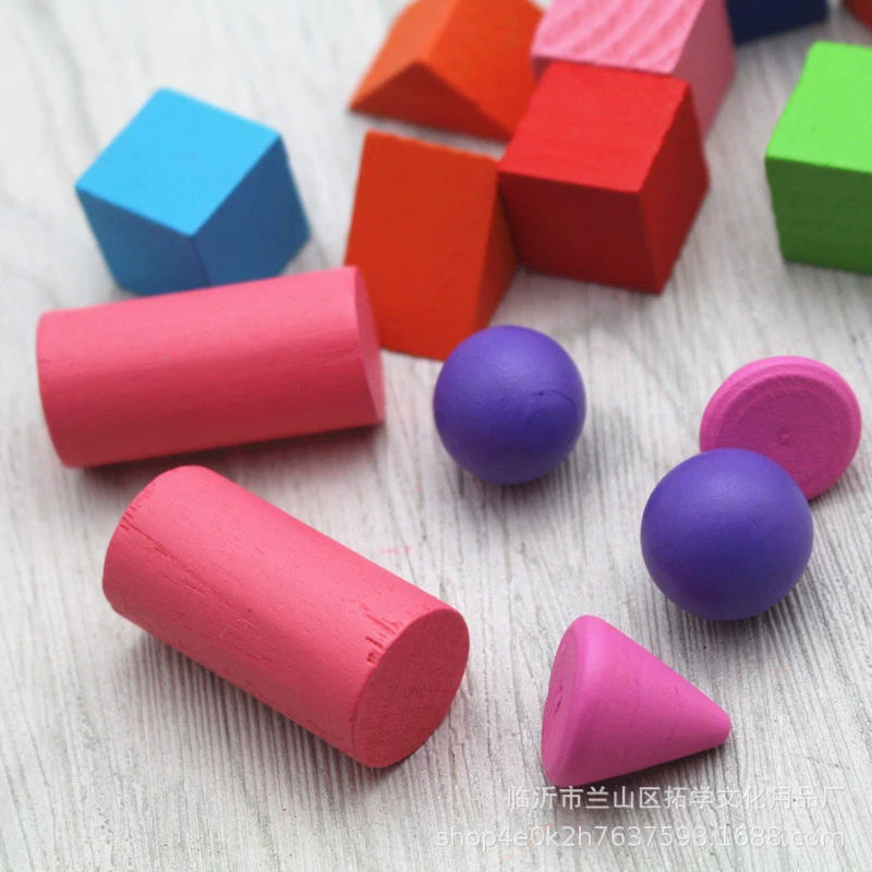 Wooden geometric three dimensional cube for students, teaching aids for teaching maths, set, cylinder body