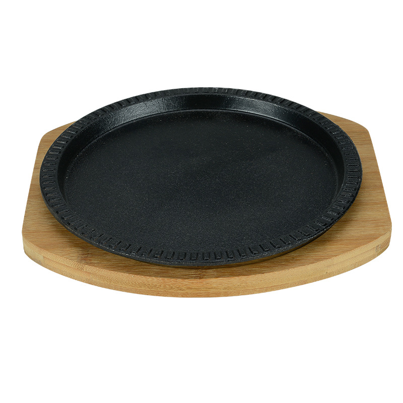 商用圆形西餐盘韩式牛排平底煎锅铸铁不沾烧烤盘家用21CM23CM25CM|ms