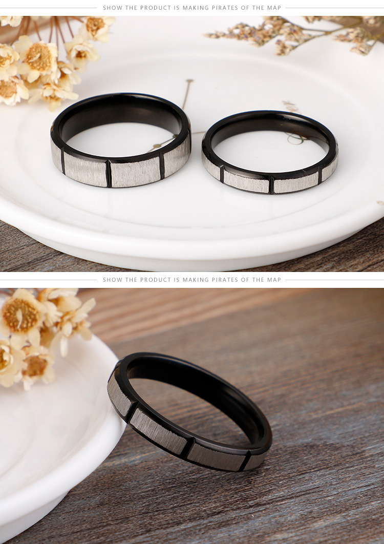 Fashion Style New Jewelry Stainless Steel Black Sand Surface Ring Couple Ring Wholesale
