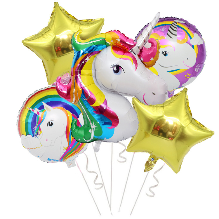 Cute Rainbow Star Unicorn Aluminum Film Home Party Carnival Balloons display picture 7